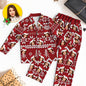 Custom Face Christmas Pyjamas close‑up (Variant A) – high‑definition personalised face print on soft modal panel, vivid heat‑transfer colours