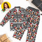 Custom Face Christmas Pyjamas close‑up (Variant B) – crisp heat‑transfer print detail, breathable modal body with cotton neck for comfort