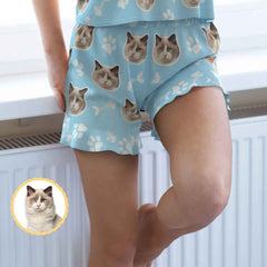Custom Face Shorty Pajama Shorts Cute Cat Photo Summer Strap Pajamas