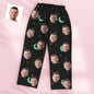 Close-up of personalised face print on starry sky pyjamas — crisp cut-out, high-quality custom photo print