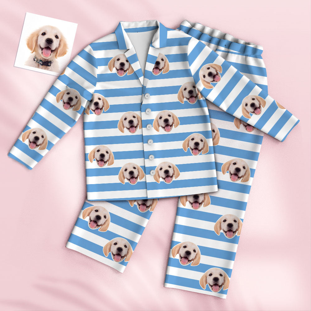 Unisex custom pyjama set full-length view with seamless all-over photo print and professional cut-out background