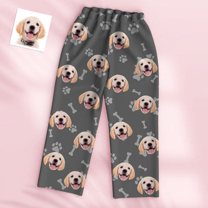 Model wearing personalised face pyjamas showing relaxed unisex fit and full‑coverage custom photo print — perfect novelty gift for men and women