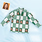 Close-up of personalised face cutout on pyjama top highlighting natural placement and crisp print for bespoke photo pyjamas