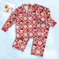 Personalised Photo Face Pyjamas front view with customised face print — cosy unisex Christmas novelty gift