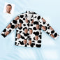 Custom Photo Face Pyjamas with cow texture and high‑quality personalised face print — funny unisex gift