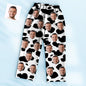 Front view of personalised cow texture pyjamas showing customised printed face on cosy soft fabric