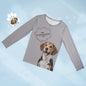Personalised Pet Photo & Name Pyjamas – detail of matching bottoms showing print alignment and soft fabric finish on women's pyjamas