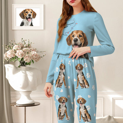 Personalised Pet Photo & Name Pyjamas – detailed close-up of pet photo cutout and name print on round-neck pyjama top, premium finish