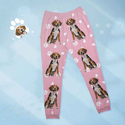 Personalised Pet Photo & Name Pyjamas – angled view of women's round-neck set showcasing the custom pet portrait and name