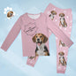Personalised Pet Photo & Name Pyjamas – neckline and stitching detail on women's round-neck top showing comfortable stretch fit and quality finish