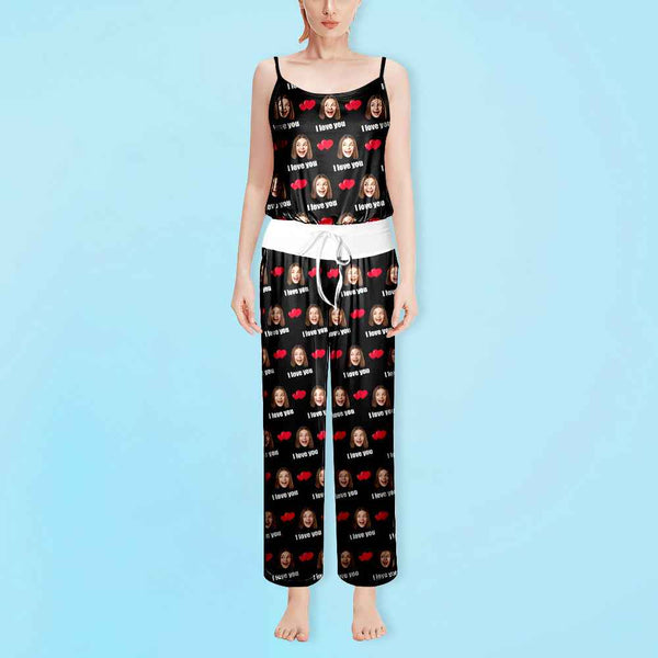 Custom Sleepwear Set With Face Customized Photo Pajamas Gifts for Her Heart & I love you