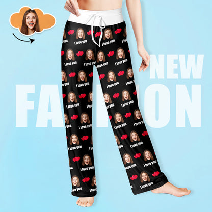 Custom face print sleepwear set rear view – shows back of personalised pyjamas for her with neat stitching detail