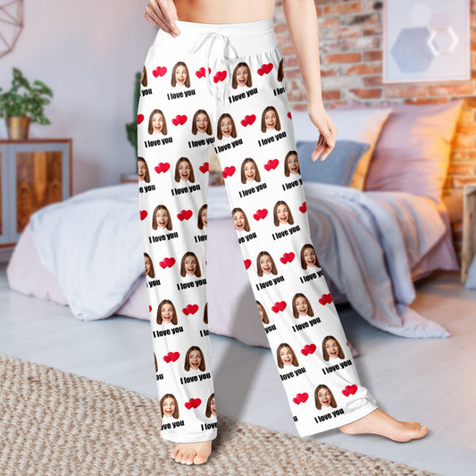 Custom Sleepwear Set with Face Photo – front view of personalised pyjamas for her, camisole and shorts with HD custom face print