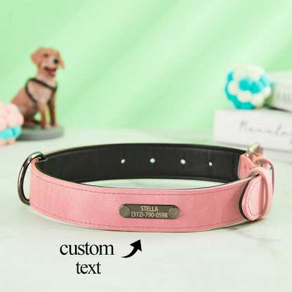 Personalised dog collar presented as a thoughtful gift, engraved with name and phone number — perfect for Valentine’s Day or pet memorial gifts