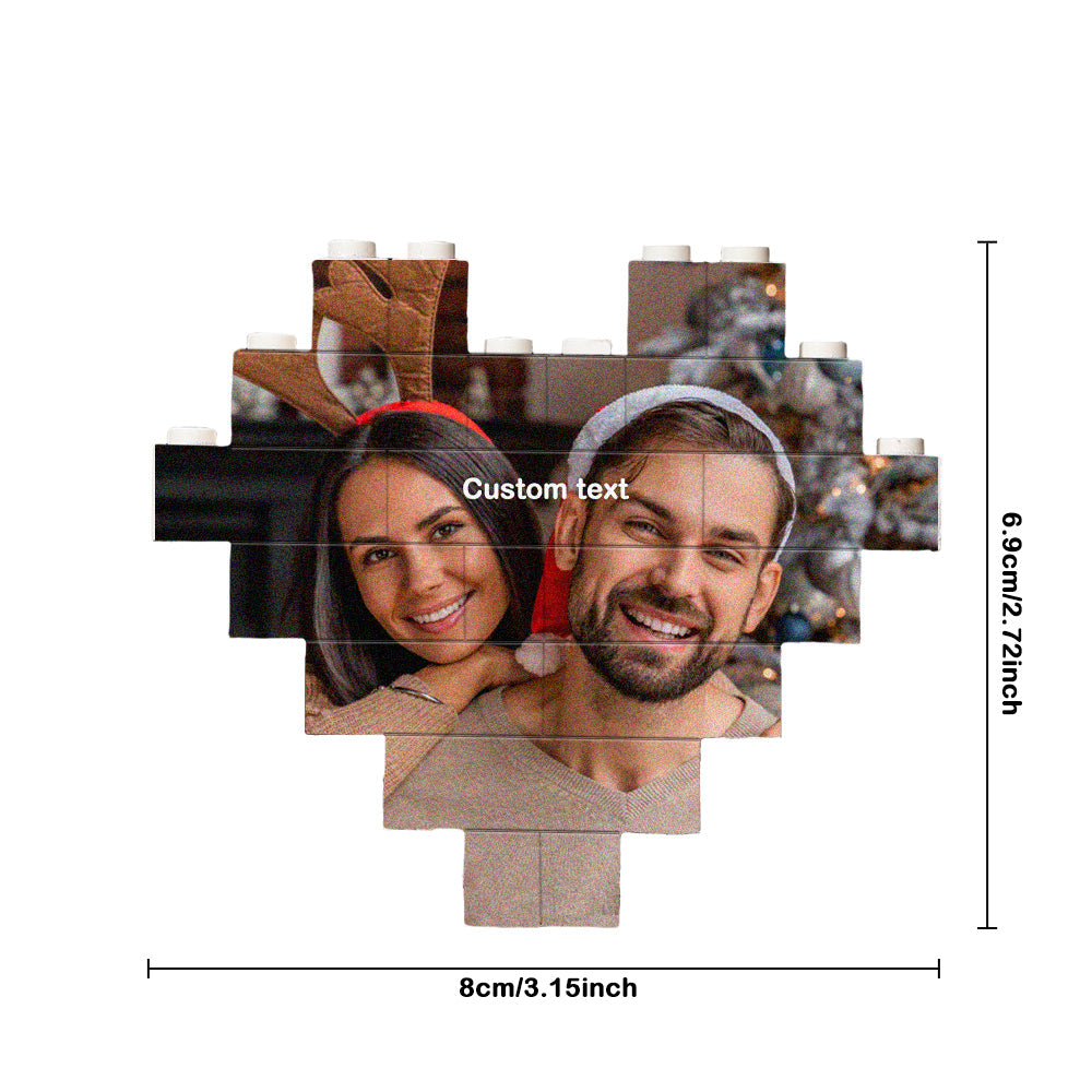 Heart-shaped brick puzzle partially disassembled to show interlocking brick design — DIY assemble and rebuild personalised ornament