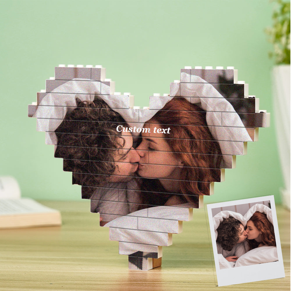 Large personalised heart-shaped brick puzzle (19.2×14.8cm) featuring a family photo — ideal anniversary or birthday keepsake