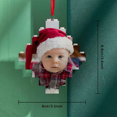 Custom Photo Block Building Bricks Lozenge Shape Christmas Ornament