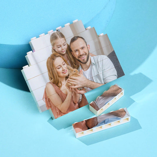 Custom Photo Building Blocks personalised octagon bricks showing multiple family photos on stacked blocks – durable, playable keepsake gift