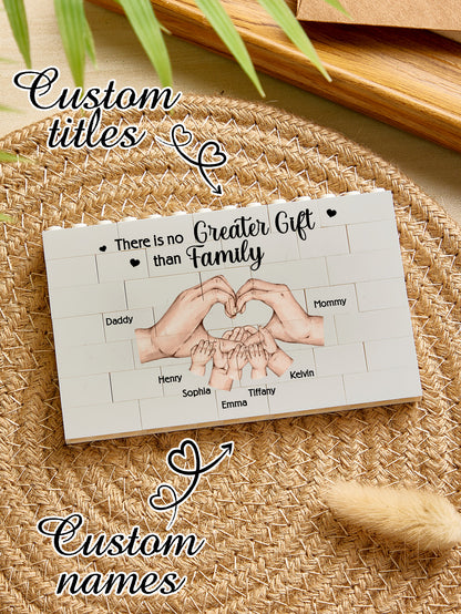 Personalised family keepsake puzzle displayed on shelf – bespoke building brick design, perfect personalised present for Mum