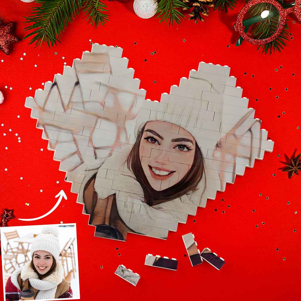 Custom Building Block Puzzle Personalized Cartoon Photo Brick Heart Toy Christmas Gifts