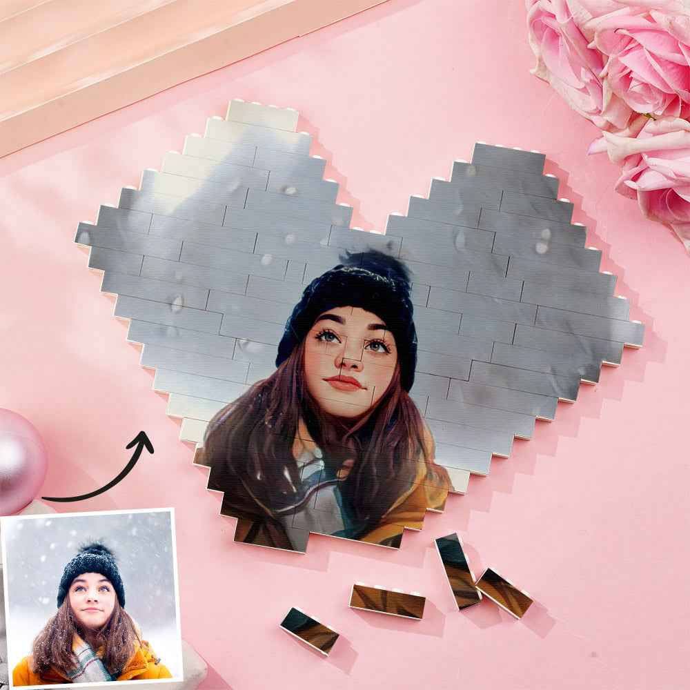 Custom Building Block Puzzle Personalized Cartoon Photo Brick Heart Toy Christmas Gifts