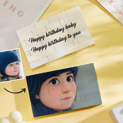 Personalised horizontal brick puzzle laid flat — custom building block toy perfect for birthdays and Christmas