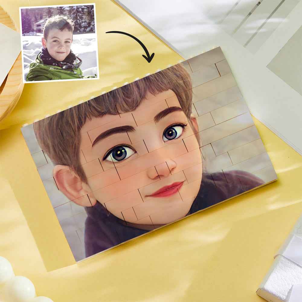 Custom Building Block Puzzle Personalized Cartoon Avatar Brick Horizontal Toy Christmas Gifts