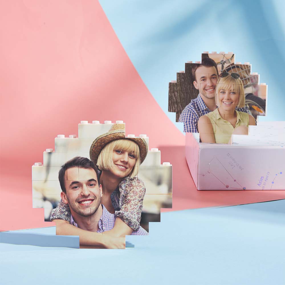 Personalised round-shape photo brick puzzle on eco-friendly PVC with waterproof UV print — custom music code keepsake