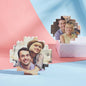 Personalised round-shape photo brick puzzle on eco-friendly PVC with waterproof UV print — custom music code keepsake