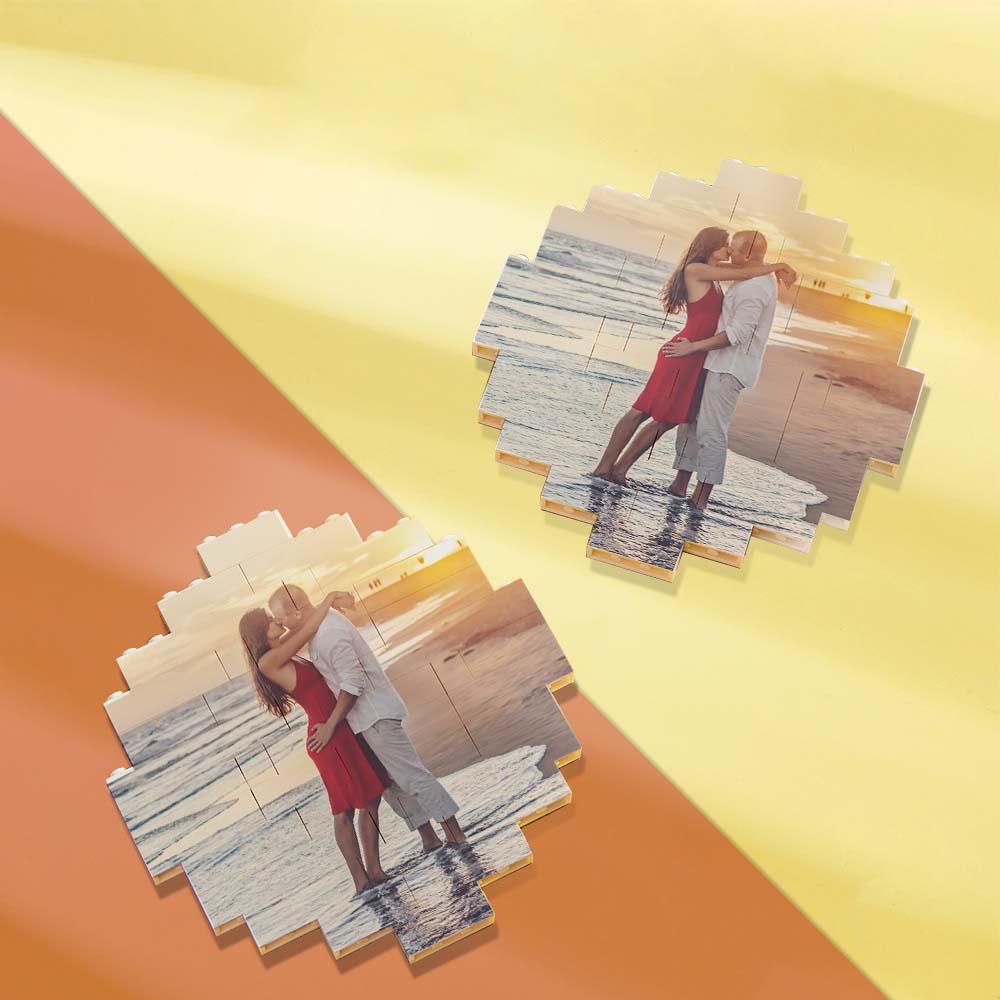 Hands assembling personalised photo brick puzzle — promotes problem-solving and concentration, ideal personalised photo gift