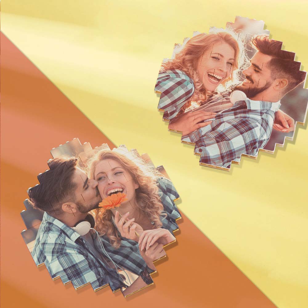 Gift-ready presentation of personalised photo brick puzzle in box — perfect for Valentine’s Day, Mother’s Day or housewarming personalised photo gift