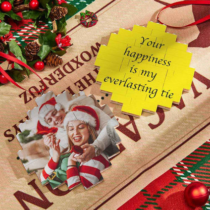 Christmas Ornament Custom Music Code Round Photo Blocks Building Brick