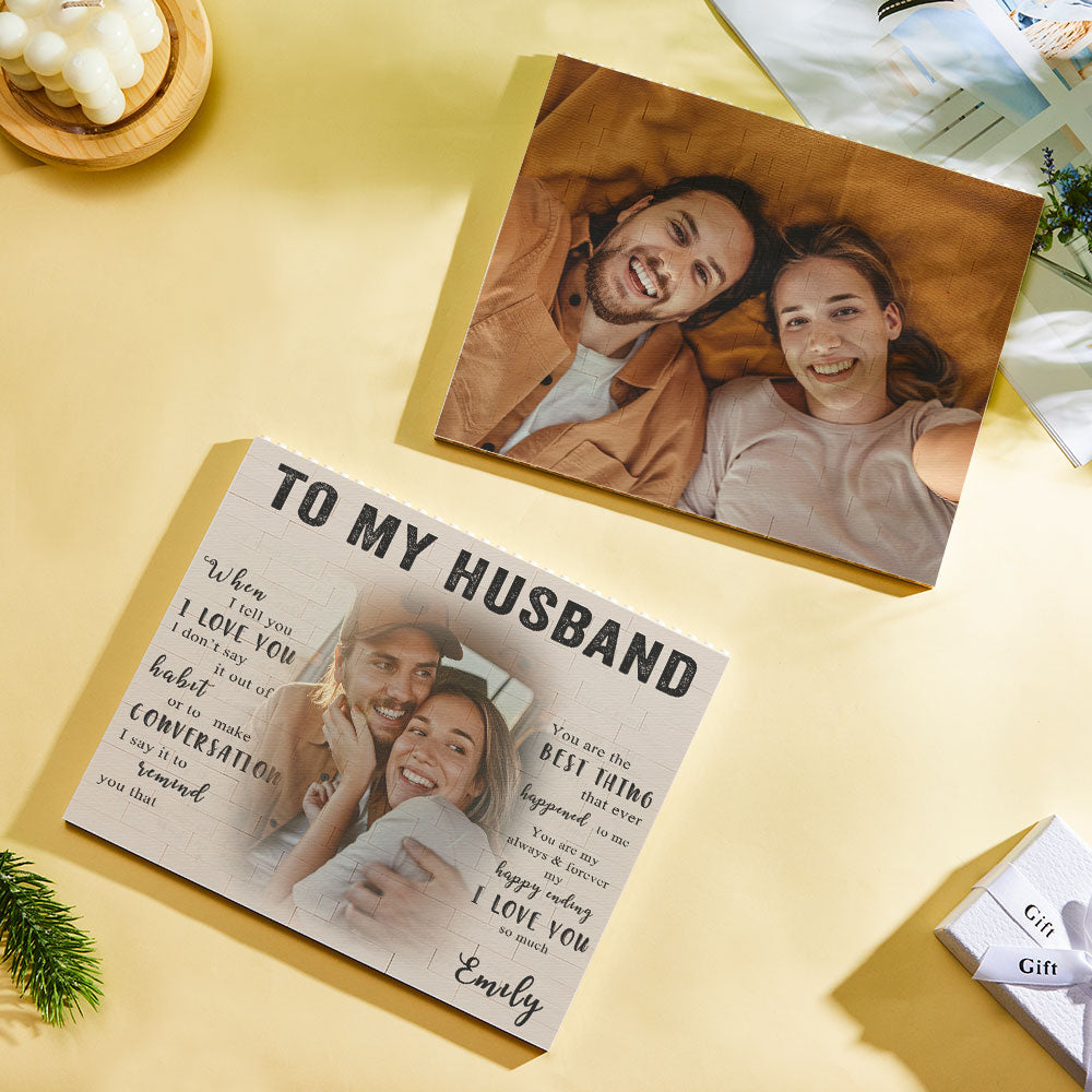 Personalised Photo Brick Puzzle | Custom Building Block Gift for Husband