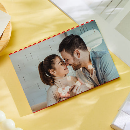 Personalised Horizontal Photo Block Puzzle – Red Building Bricks | Custom Christmas Gift