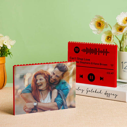 Personalised Horizontal Photo Block Puzzle – Red Building Bricks | Custom Christmas Gift