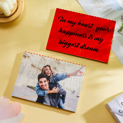Personalised Horizontal Photo Block Puzzle – Red Building Bricks | Custom Christmas Gift