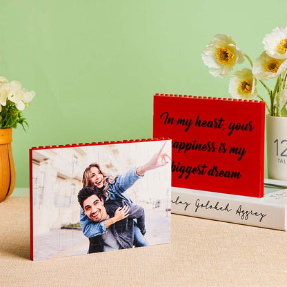 Personalised Horizontal Photo Block Puzzle – Red Building Bricks | Custom Christmas Gift