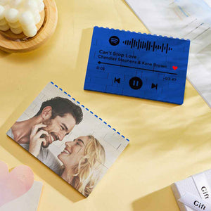 Custom Blue Building Block Puzzle Photo Bricks Gift for Lover