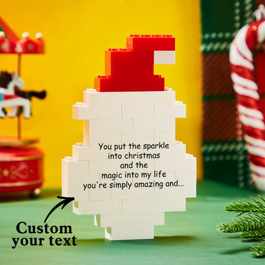 Personalised Santa Claus building blocks Christmas brick puzzle with custom photo and name, UV‑printed free‑standing keepsake