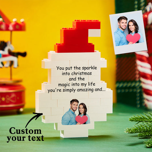 Personalised Santa Claus photo brick puzzle – freestanding Christmas building blocks with vivid double-sided UV print on eco PVC, ideal personalised photo gift