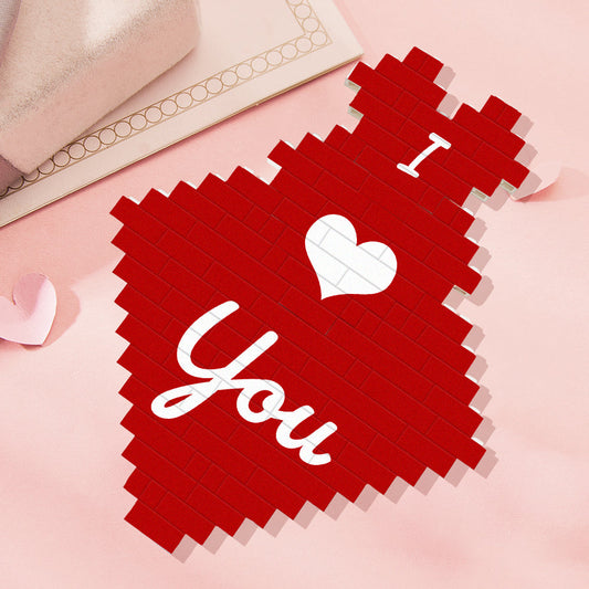 Lifestyle shot of personalised heart photo block gift on a shelf — ideal wedding, anniversary, Valentines or Mothers Day present