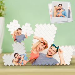 Personalised Heart Shaped Photo Brick Puzzle - Custom 3PCS Building Block Gift