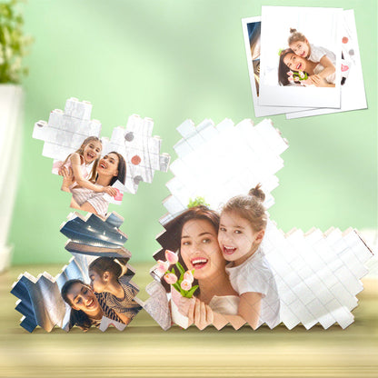 Personalised Heart Shaped Photo Brick Puzzle - Custom 3PCS Building Block Gift