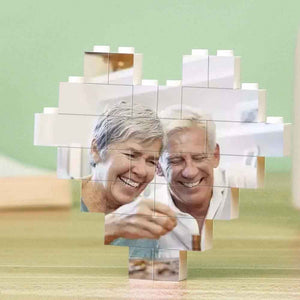 Custom Building Brick Puzzle Personalized Heart Shaped Photo Block