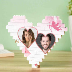 Gifts For Lover Custom Double Heart Building Brick Personalized Photo Block Heart Shaped