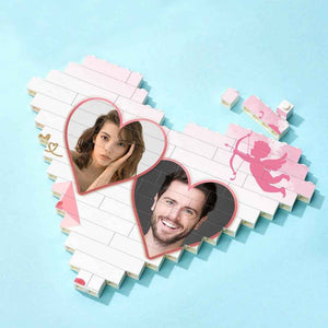 Gifts For Lover Custom Double Heart Building Brick Personalized Photo Block Heart Shaped