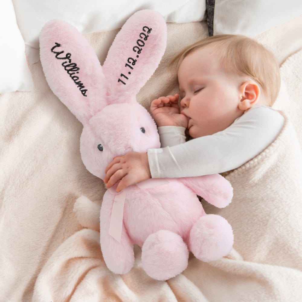 Custom Embroidered Bunny Personalised Long Ears Bunny Rabbit Easter Gift for Baby