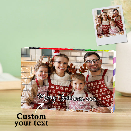 Personalised Photo Building Brick showing a single custom-printed portrait on waterproof PVC — high-quality personalised photo building bricks for custom memorial gifts
