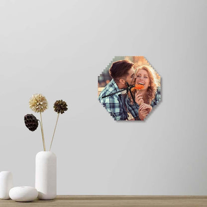 Personalised Building Brick Wall Clock | Custom Photo Puzzle Clock | Unique Couple Gift