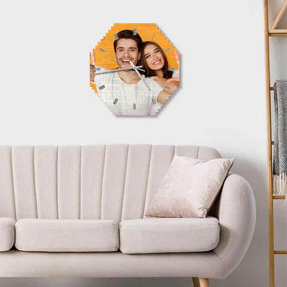 Personalised Building Brick Wall Clock - Custom Photo Puzzle Clock
